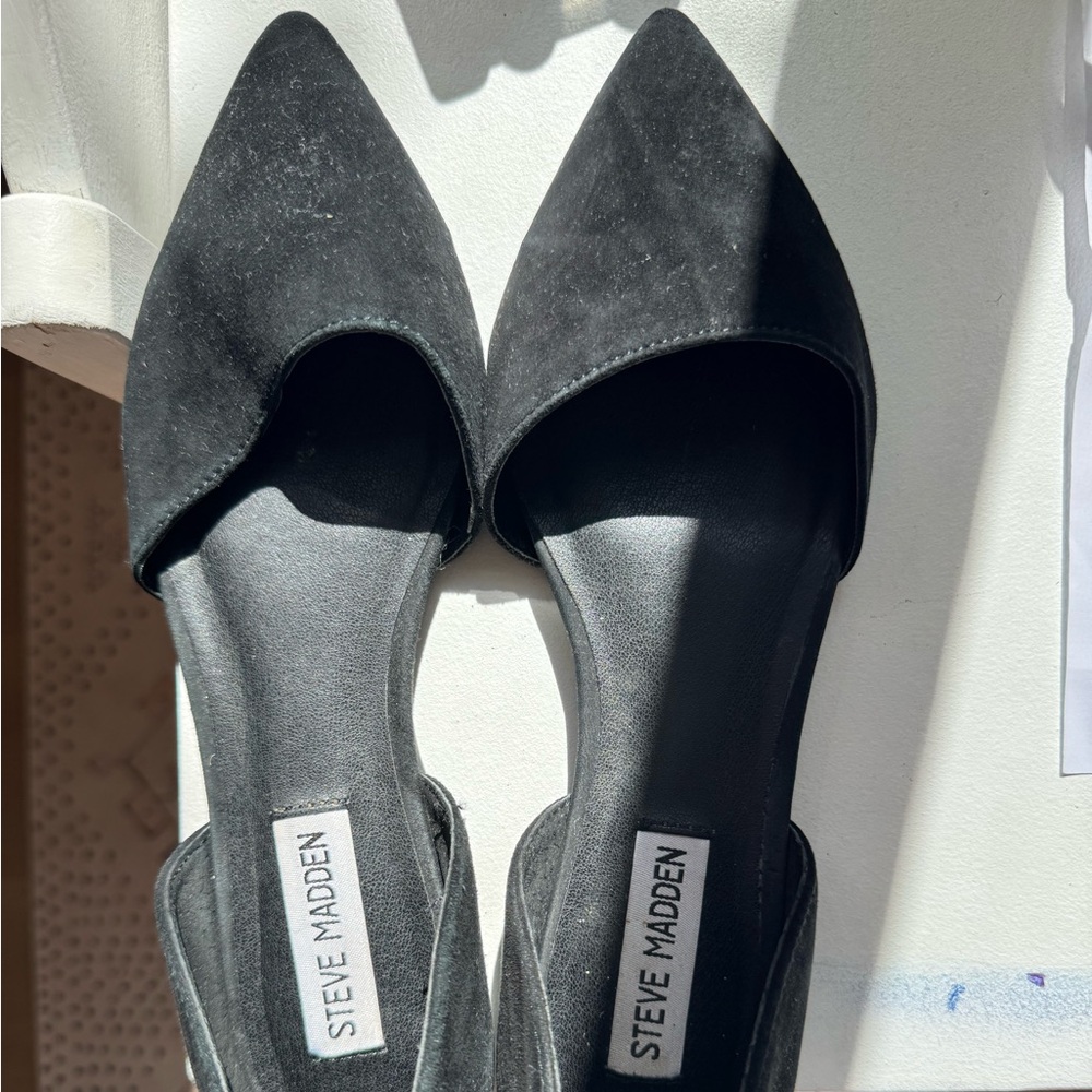 Steve Madden Black Suede Flats worn once